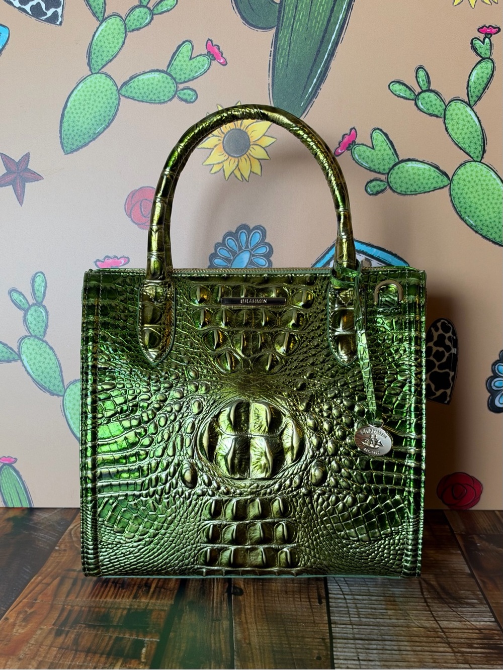 Last one! Price Firm! Brahmin Small Caroline cacti green Metallic - Picture 10 of 13